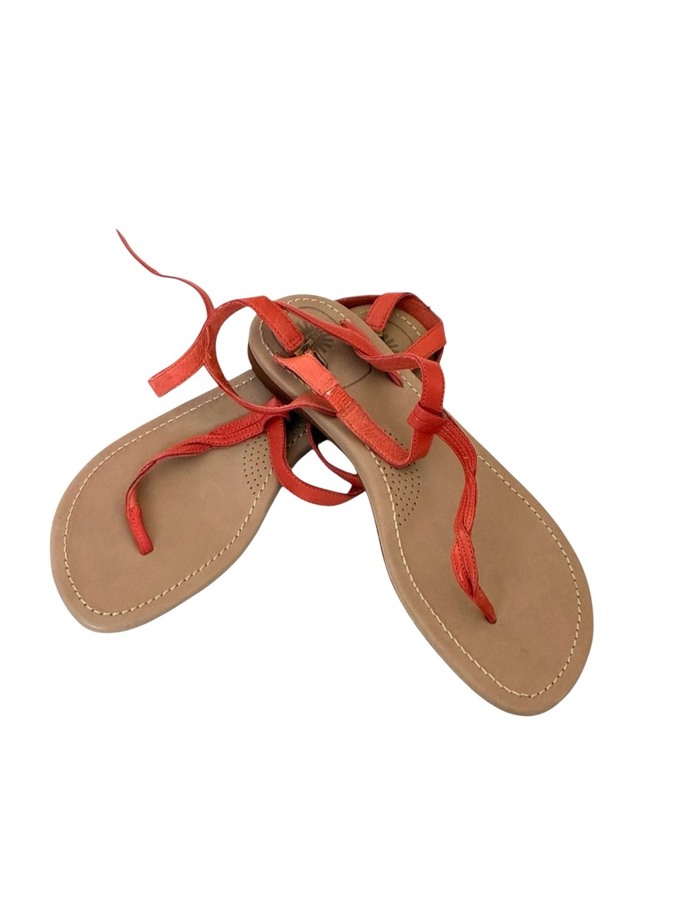 UGG | LIKE NEW Orange strappy thong ankle buckle leather sandals size 10